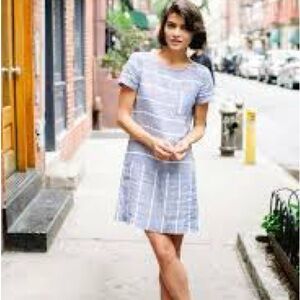 Lou & Grey Navy and White Linen Dress Size‎ Small EUC